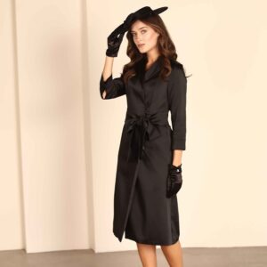 שמלה מעטפת שחורה יוקרתית - 42