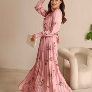 שמלת מקסי סאטן פליסה מודפסת וורודה